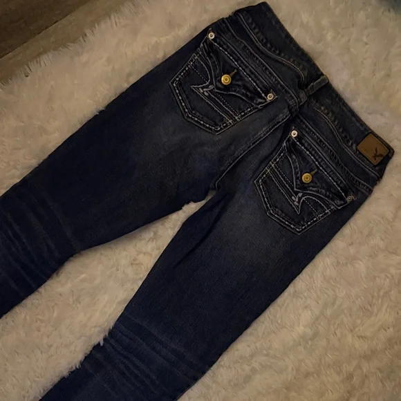 American Eagle Outfitters Dark Blue Straight Leg Jeans - Picture 4 of 6